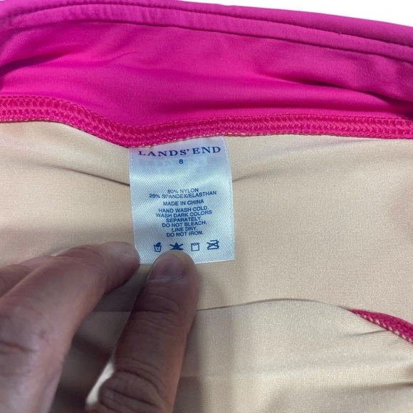 Lands' End size 8 Mini swim skirt w slit tummy control Bright Pink 360767 - Picture 7 of 9